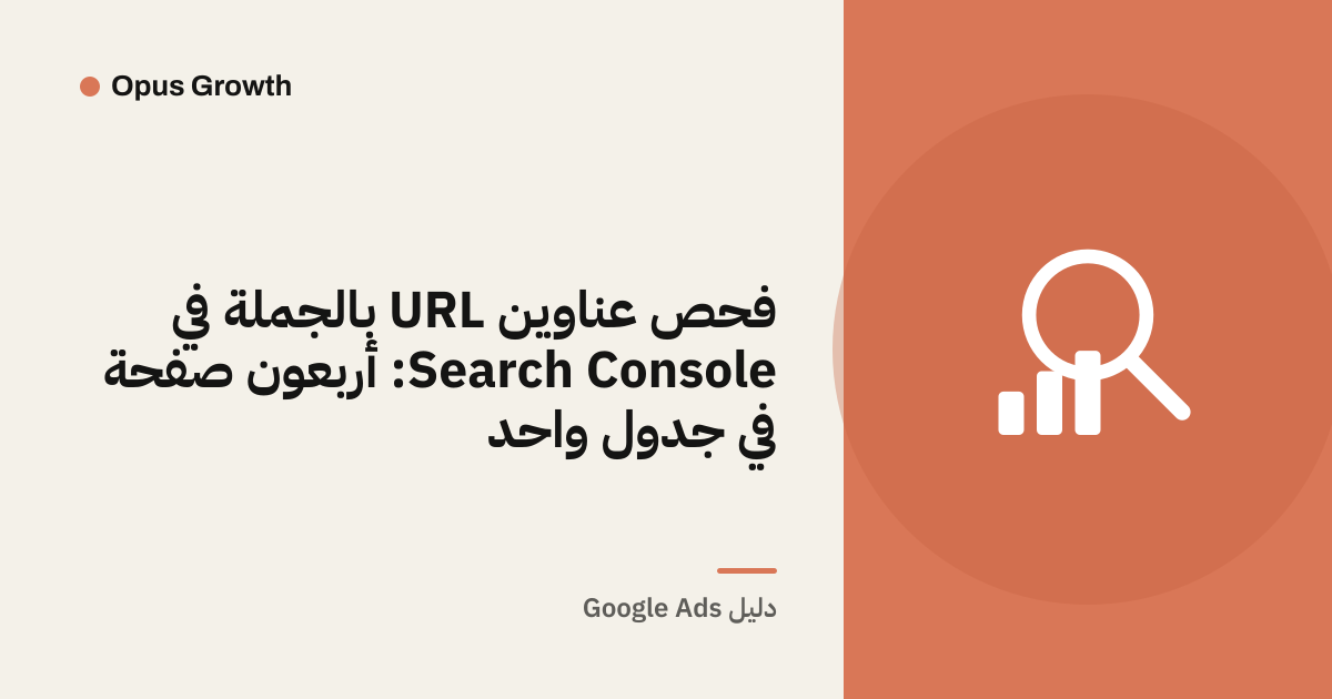 فحص عناوين URL بالجملة في Search Console: أربعون صفحة في جدول واحد