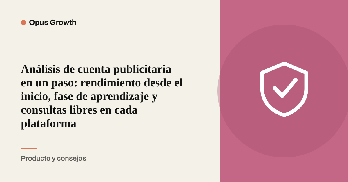 Análisis de cuenta publicitaria en un paso: rendimiento desde el inicio, fase de aprendizaje y consultas libres en cada plataforma